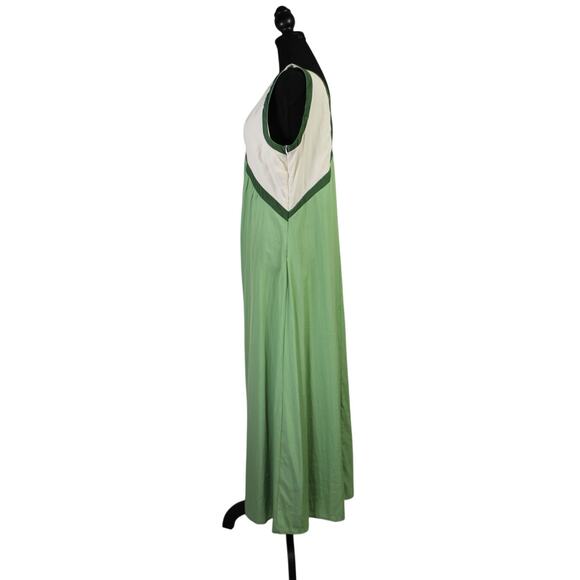 Rotimica Green Ivory Colorblock Maxi Dress with V-Neck Size XL - Picture 5 of 10